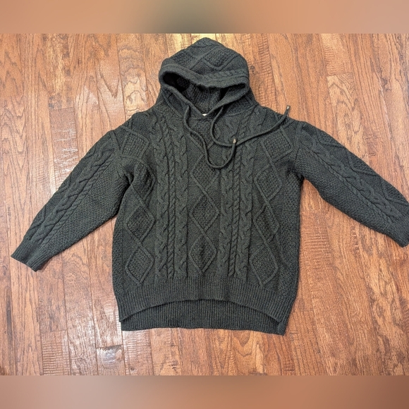 Blarney Woolen Mills Aran hooded Merino Wool Sweater, Green Women's Size L - Picture 4 of 16